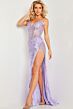 Jovani 36885 Feather Skirt Sheer Bodice Dress
