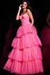 Jovani 37062 Tiered Skirt Pleated Corset Dress