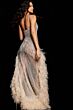 Jovani 37208 Ruffle Slit Embellished Illusion Dress