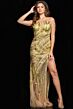 Jovani 37325 High Slit Sequin Illusion Dress