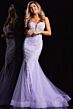 Jovani 37414 Plunging Neck Godet Skirt Dress
