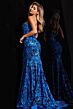 Jovani 37687 Floral Sequin Spaghetti Straps Dress