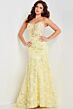 Jovani 38004 Floral Embroidery Sheer Corset Dress