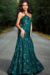 Jovani 38004 Floral Embroidery Sheer Corset Dress