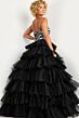 Jovani 38360 Zebra Beadwork Ruffle Skirt Dress