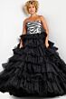 Jovani 38360 Zebra Beadwork Ruffle Skirt Dress