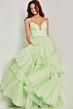 Jovani 38477 Ruffle Skirt Plunging Neck Dress