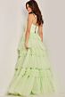 Jovani 38477 Ruffle Skirt Plunging Neck Dress