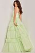 Jovani 38477 Ruffle Skirt Plunging Neck Dress