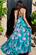 Jovani 38638 Lace-Up Bodice Pleated Floral Dress