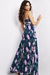 Jovani 38638 Lace-Up Bodice Pleated Floral Dress