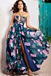 Jovani 38638 Lace-Up Bodice Pleated Floral Dress