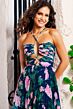 Jovani 38638 Lace-Up Bodice Pleated Floral Dress