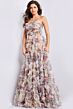 Jovani 38650 Floral Ruffle Corset Dress