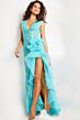 Jovani 38668 Ruffle Slit Beaded Lace Dress