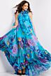Jovani 38721 Ruffle Hem Floral Tent Dress