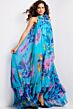 Jovani 38721 Ruffle Hem Floral Tent Dress