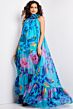 Jovani 38721 Ruffle Hem Floral Tent Dress