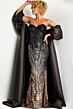 Jovani 38746 Off The Shoulder Cape Ombre Sequin Dress