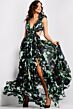 Jovani 39420 Criss Cross Waist Floral Print Dress