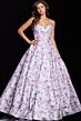 Jovani JVN38218 Floral Print Spaghetti Straps Dress