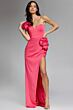 Jovani 22357 One Strap High Slit 3D Floral Dress