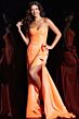 Jovani 38429 Ruffle Slit Strapless Corset Dress