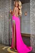 Jovani 38983 Illusion Slit Plunging Neck Backless Dress