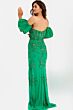 Jovani 39615 Puff Sleeves Plunging Neck Pageant Dress