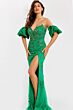 Jovani 39615 Puff Sleeves Plunging Neck Pageant Dress
