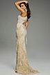 Jovani 39895 Lace-Up Back High Slit One Shoulder Dress