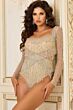 Jovani 39955 Long Sleeve Fringe Bodysuit Pageant Dress