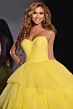 Jovani 40394 Layered Skirt Ruched Top Strapless Dress