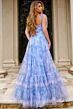 Jovani 40432 Ruched Corset Spaghetti Straps Floral Dress