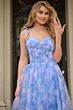 Jovani 40432 Ruched Corset Spaghetti Straps Floral Dress