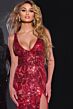 Jovani 40755 V-Back High Slit Floral Sequin Dress