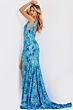 Jovani 40755 V-Back High Slit Floral Sequin Dress