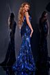 Jovani 40766 V-Neck Geometric Sequin Dress