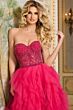Jovani 40816 Ruffle Skirt Beaded Corset Pageant Gown