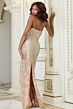 Jovani 40887 Back Slit Strapless Embellished Pageant Gown