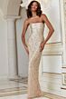 Jovani 40887 Back Slit Strapless Embellished Pageant Gown