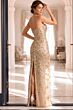Jovani 40887 Back Slit Strapless Embellished Pageant Gown
