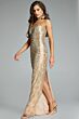 Jovani 40887 Back Slit Strapless Embellished Pageant Gown