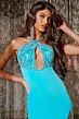 Jovani 40921 Cross-Halter Neckline Beaded Slit Dress