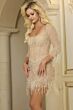 Jovani 42007 Three Quarter Sleeves Sheer Short Pageant Dress