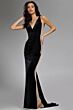 Jovani 42026 Illusion Sides Open V-Back Velvet Dress