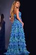 Jovani 42182 Ruffle Skirt Glitter Print Halter Dress