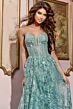 Jovani 42199 Sheer Corset Spaghetti Straps Glitter Dress