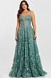 Jovani 42199 Sheer Corset Spaghetti Straps Glitter Dress