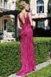 Jovani 42512 High Slit Plunging Neck Embellished Dress
